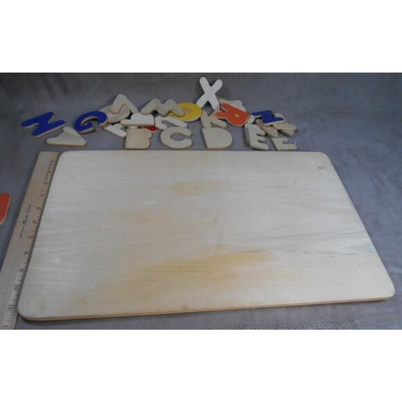 Vintage Wooden Alphabet Puzzle Board Capital Letters ABCs 26 Pieces - Picture 4 of 4